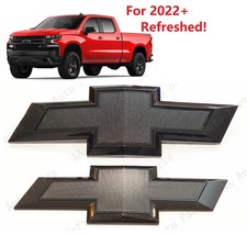 Front Rear Gloss Black Bowtie Emblem 2022-2026 Refreshed Chevy Silverado 1500 picture