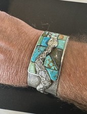 Tufa Cast cuff sterling silver, Snake Across Turquoise picture