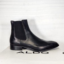 Aldo Dax Chelsea Boots Men Size 10.5 Black Leather Pull On Ankle Boot picture