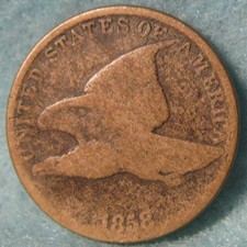 1858 Flying Eagle Penny Small Cent ~ Old US Coin #221 picture