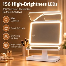 LED Lighted Vanity Mirror with 1X/2X/3X Magnification, Foldable Makeup Mirror picture