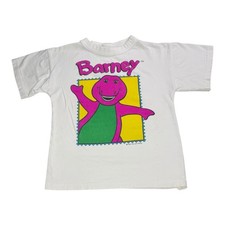 Vintage 1992 Barney The Dinosaur Kids T-Shirt Size 5/6 White Lyons Group 90s picture