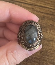 Vintage Old Brass Handmade Gemstone Ring picture