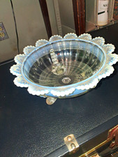 Antique Dugan / Northwood Glass Inverted Fan Feather Blue Opalescent Foote Berry picture