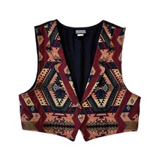 Vtg Rough Rider Circle T Western Wear Native Southwest Cowgirl Tapestry Vest XL picture
