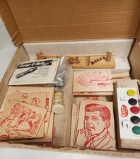 1960s ATF WONDER PEN WOOD BURNING KIT  T-98 includes 20 wooden plaques  picture