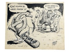 Vtg 1952 Dominican Baseball Estrellas Oriental vs Águilas Cibaeñas Original Art picture