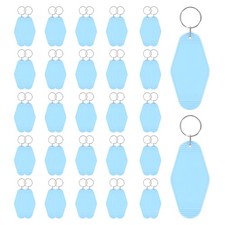 50 x Vintage Motel Keychain Blank Hotel Keychains Rhombus Retro Sky Blue picture