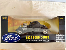 Ertl American Muscle 1:18 1934 Ford Coupe Black Diecast Car, Hobby Edition picture