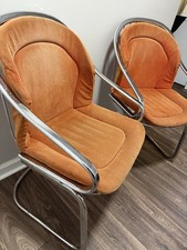 Vintage Mid-Century Modern Orange Velvet Cantilever Chairs - Pair Sabrina Italy picture