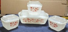 Vintage Pyrex PINK GOOSEBERRY  Refrigerator Set Complete w/Lids Excellent picture