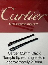 Cartier Eyewear Temple Tips 65mm Black 1Pair Rectangle Hole ~2.3mm New picture