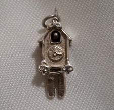 Vintage Sterling Silver Cuckoo Clock Bracelet Charm Articulated Bird picture