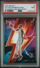 Panini 2023-24 Select Thunder Lane Victor Wembanyama #5 Red Prizm RC PSA 9 picture
