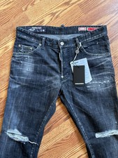 Dsquared2 Men's Skinny Fit Jeans Black Dark Wash Distressed Logo 5-Pocket 50 picture