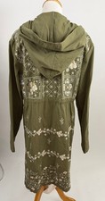 SAVANNAH JANE olive green 100% cotton hooded Embroidered Jacket M picture