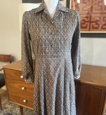 Vintage 1950s Handmade Dress Colorful Trellis Print, Medium  Day Dress picture