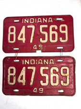 1949 Indiana license plate tag PAIR Set original paint 847569 picture