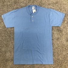 Vintage Russell Athletic Shirt Mens Small Blue NuBlend Henley Short Sleeve picture