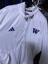 Adidas Washington Huskies Sideline Aeroready White Quarter Jacket Mens 3XL  picture