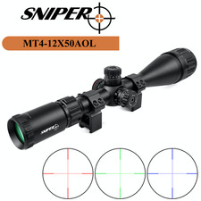 Sniper 4-12x50mm Rifle Scope R/G/B illuminated Mil-Dot Reticle Mount included picture