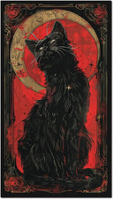 Halloween Retro Wooden Hanging Sign, Gothic Black Cat & Moon Wall Art with 2 Hoo picture