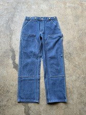 Vintage Carhartt B07 DNM Dark Blue Jeans Denim Double Knee Carpenter Pant 33x30 picture