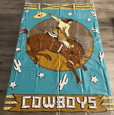 VTG Rodeo Cowboy Shower Curtain Vinyl Western Saturday Knight NOS 70x69 USA picture