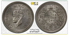 1944 L BRITISH INDIA 1/2 RUPEE SW-9.64 PCGS AU58 SILVER COIN picture