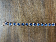Vintage 925 Sterling Silver Rose Gold Plated Trillion Cut Blue Topaz Tanzanite T picture