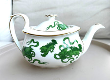 Wedgwood Colonial Williamsburg Green Chinese Tigers Teapot & Lid Gold Trim picture