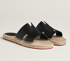 Authentic Hermès Antigua Sandals Black Leather EU 41 Men’s $750 picture