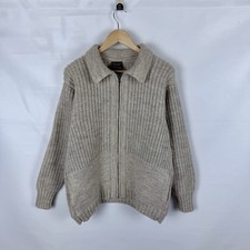 Vintage Inis Meain Knitted Full Zip Sweater Pure New Wool Men Sz 42 Beige Large picture