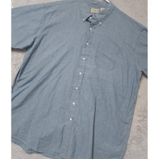 Vintage LL Bean Shirt Mens XXL Tall 2XLT Chambray Short Sleeve Blue Outdoor Work picture