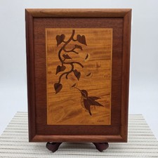 Vintage Wood Marquetry Hummingbird Art By Jeff Nelson - Hudson River Inlay picture
