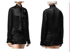 Authentic Versace devoré scarf-tie blouse in black. Size 2/xsmall/small picture