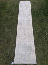 2'4x11 feet, distressed vintage runner rug, muted turkish runner rug, pastel kit picture