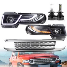 2PCS VLAND LED Headlights+Front Grille+LED Bulbs For 2007-2015 Toyota FJ Cruiser picture