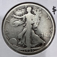 1936-D Walking Liberty Half Dollar 50C Silver Coin (U340) picture