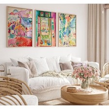 Pennclys Henri Matisse Wall Art Pink Aesthetic Canvas Wall Decor Colorful Abs... picture