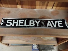 Shelby Ave Cobra Logo Street Sign Black/White Metal Hanging Wall Sign 26.5x4.5 picture