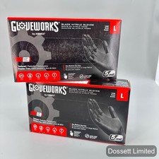2- Gloveworks by AMMEX Black Nitrile Gloves Large 5 mil Powder & Latex Free 100 picture
