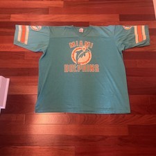 Vintage 90s NFL MIAMI DOLPHINS T-SHIRT JERSEY MENS 3XL USA MADE Garan 🏈🏈 picture