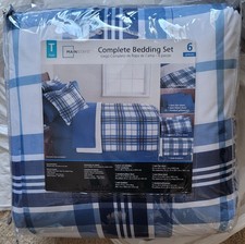 Mainstays Complete Bedding Set Twin 6 Pieces Blue white picture