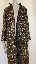 Rare 70's Vintage Gold Sequin Duster Long Coat, Opera Coat, s m l picture