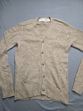 Vintage Sears Shetland Pure Virgin Wool Cardigan Sweater Men's Size M Brown Flaw picture