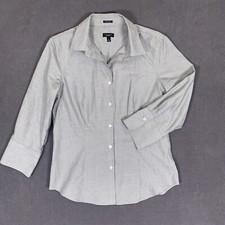 Talbot's Shirt Women's 2 Gray Collar Wrinkle Resistant Button Careercore Casual picture