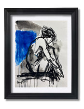 Guajardo Art Original 14x11 Expressionist Abstract Female Figure Painting Signed picture