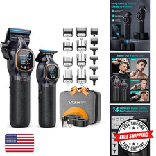 Hair Clippers VGRPRO Cordless Trimmer Stainless Steel Black LED Battery Operated picture