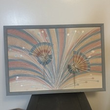 Vintage 1980s Airbrush Fan Wall Art Pastel Deco Post Modern Mixed Media (Quinn ) picture